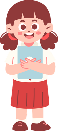 Girl Student Holding Book  Illustration