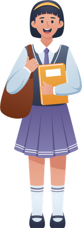 Girl Student holding book  Illustration