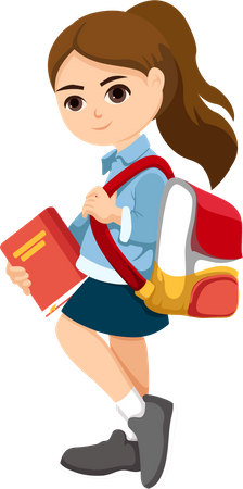 Girl Student holding book  イラスト