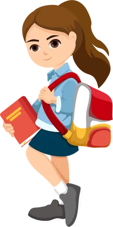 Girl Student holding book  イラスト