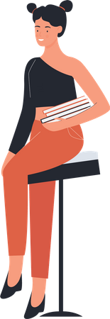 Girl student holding books  Illustration