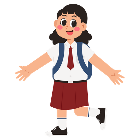 Girl Student In Uniform  Illustration