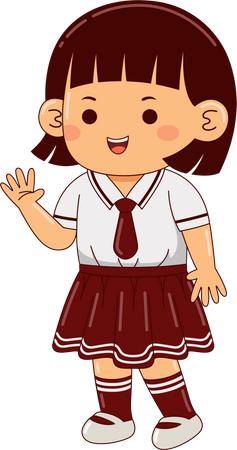 Girl Student In Uniform  Illustration