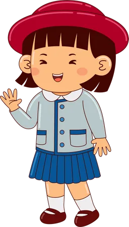 Girl Student In Uniform  Illustration