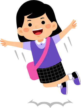 Girl student jumping  Illustration