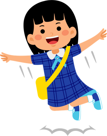 Girl student jumping  Illustration