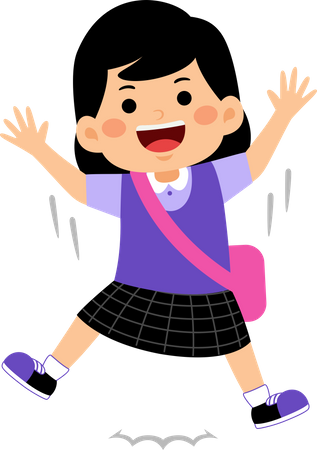 Girl student jumping out of joy  イラスト