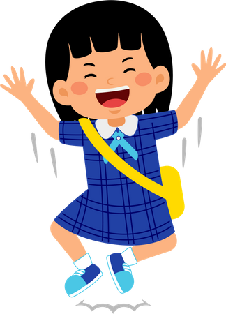Girl student jumping out of joy  イラスト