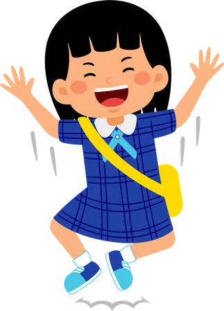 Girl student jumping out of joy  Illustration