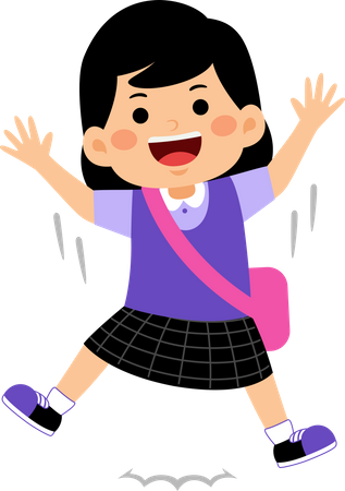 Girl student jumping out of joy  Illustration