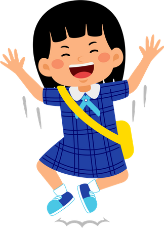 Girl student jumping out of joy  Illustration
