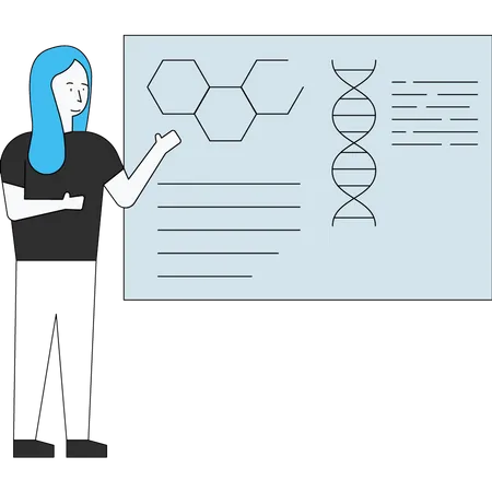 Girl student presenting chemistry formula  Illustration