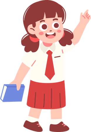 Girl Student raising finger  Illustration