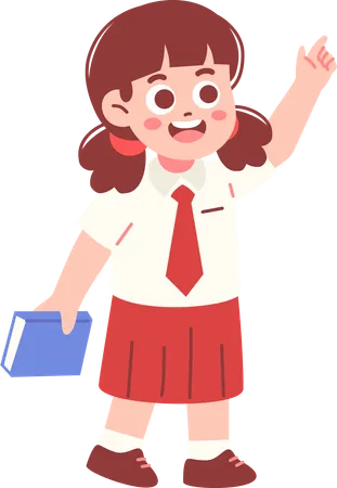 Girl Student raising finger  Illustration