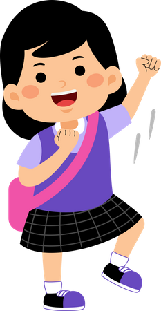 Girl student raising hand  Illustration