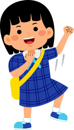 Girl student raising hand  Illustration