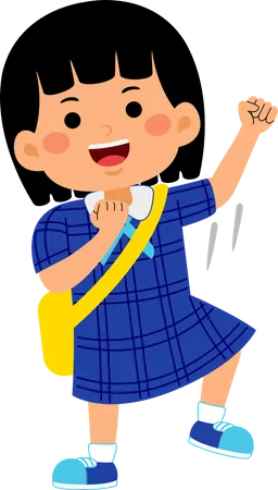 Girl student raising hand  Illustration