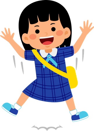 Girl student raising hands  Illustration