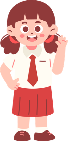 Girl Student Say Hello  Illustration
