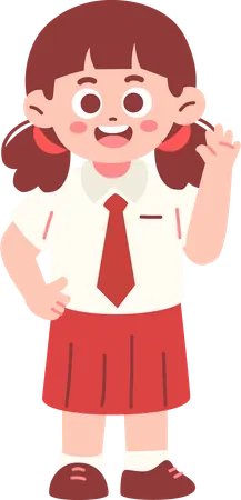 Girl Student Say Hello  Illustration