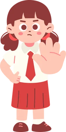 Girl Student Saying No  Illustration