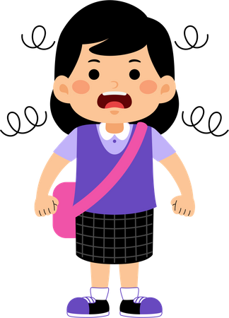 Girl student screaming  Illustration