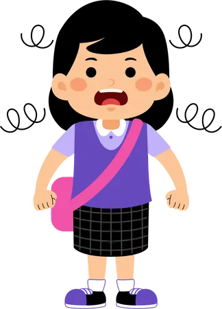 Girl student screaming  Illustration