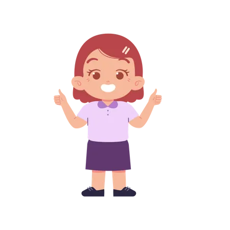 Girl Student Showing Double Thumb Up  Illustration