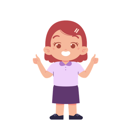 Girl Student Showing Double Thumb Up  Illustration