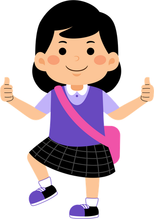 Girl student showing thumbs up  Illustration