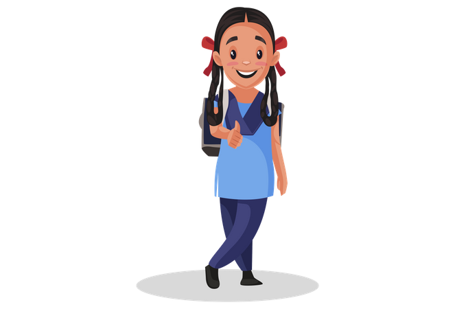 Girl student showing thumbs up  Illustration