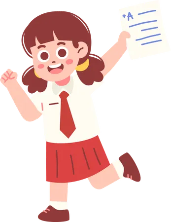 Girl Student Shows Good Exam Result  Illustration