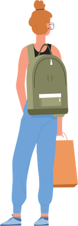 Girl student with backpack  Illustration