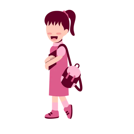 Girl Student With bag  Illustration