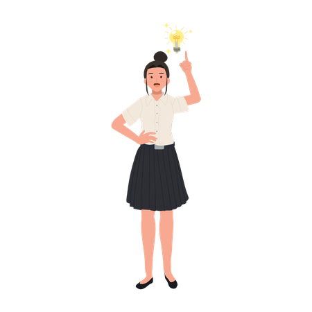 Girl Student with Idea  Illustration