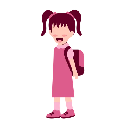 Girl Student With Schoolbag  Illustration