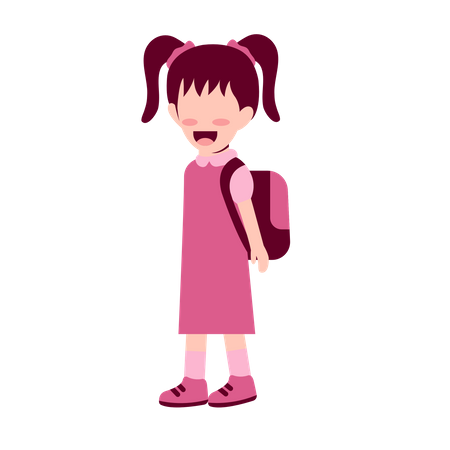 Girl Student With Schoolbag  Illustration