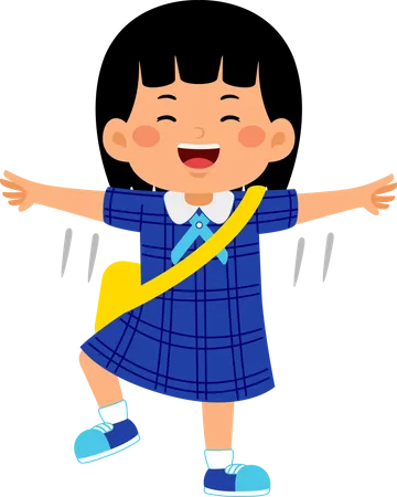 Girl student with wide open hands  Illustration