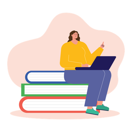 Girl study online  Illustration