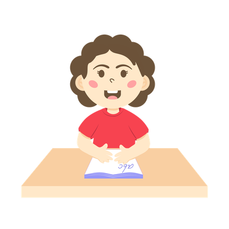 Girl studying english at school  Illustration