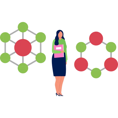 Girl studying oxygen molecules  Illustration