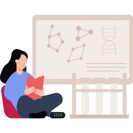 Girl studying science subject  Illustration