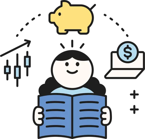 Girl studying stock market  Illustration