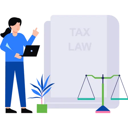 Girl studying tax law Illustration