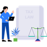 illustrations of girl studying tax law