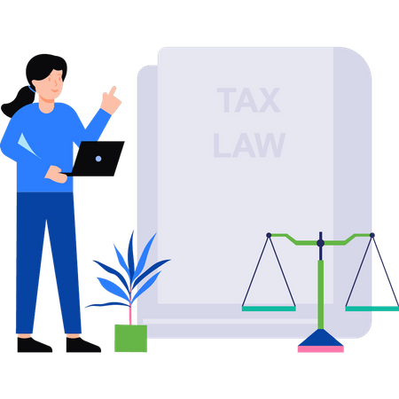 Girl studying tax law  Illustration