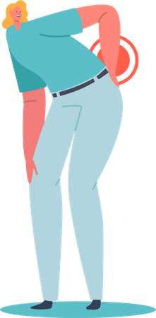 Girl suffering from back pain  Illustration