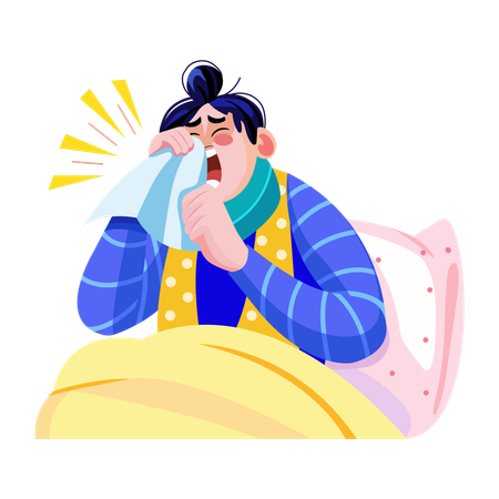 Girl suffering from flu  Illustration