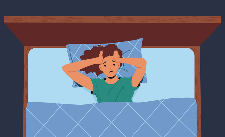 Girl suffering from insomnia  Illustration