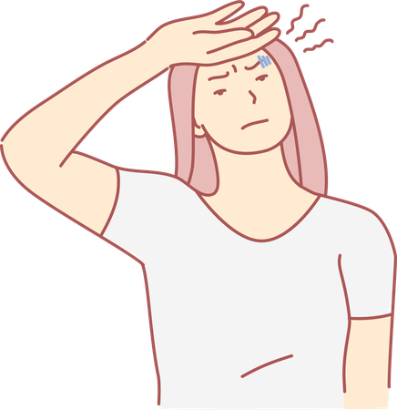 Girl suffering headache  Illustration